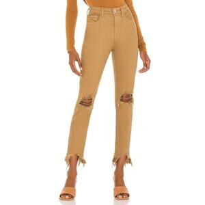 L'Agence High Line High Rise Skinny Tan Destroyed Denim Jeans Size 28